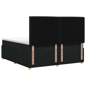 Κρεβάτι box spring με στρώμα Μαύρο 200 x 200 cm Ύφασμα - Pakobazaar