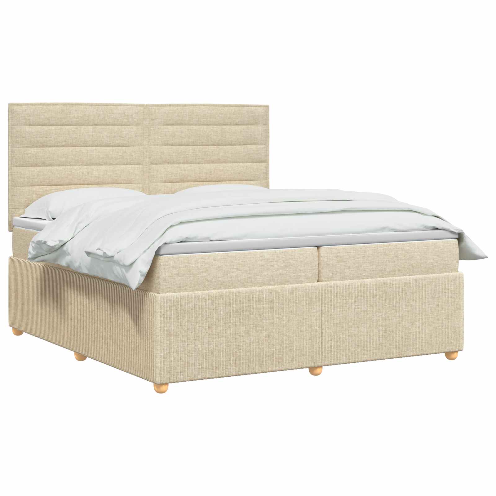 Κρεβάτι box spring με στρώμα Κρεμ 200 x 200 cm Ύφασμα - Pakobazaar