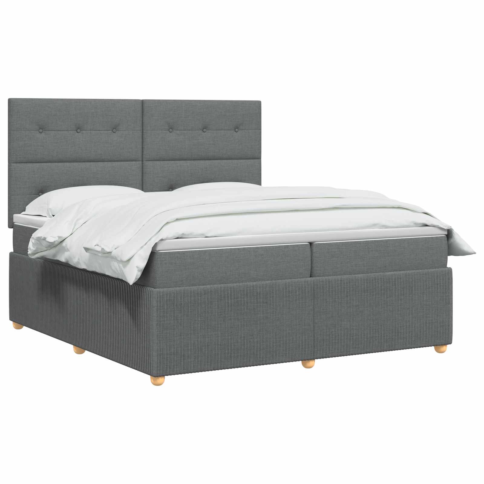 Κρεβάτι box spring με στρώμα Σκούρο Γκρι 200 x 200 cm Ύφασμα - Pakobazaar