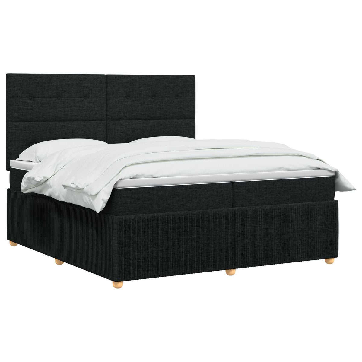 Κρεβάτι box spring με στρώμα Μαύρο 200 x 200 cm Ύφασμα - Pakobazaar