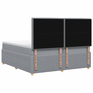 Κρεβάτι box spring με στρώμα Ανοιχτό γκρι 200 x 200 cm Ύφασμα - Pakobazaar