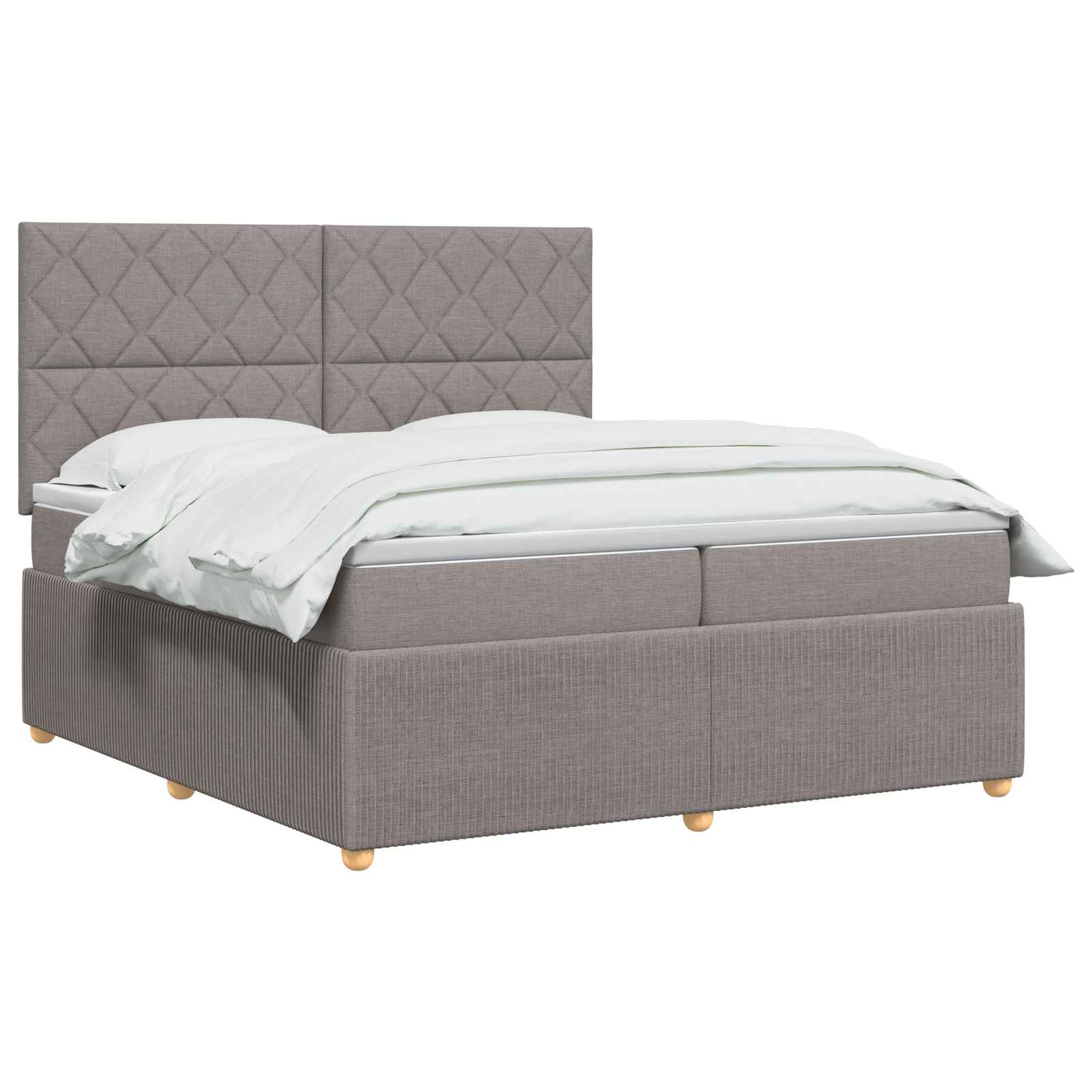 Κρεβάτι box spring με στρώμα Taupe 200 x 200 cm Ύφασμα - Pakobazaar