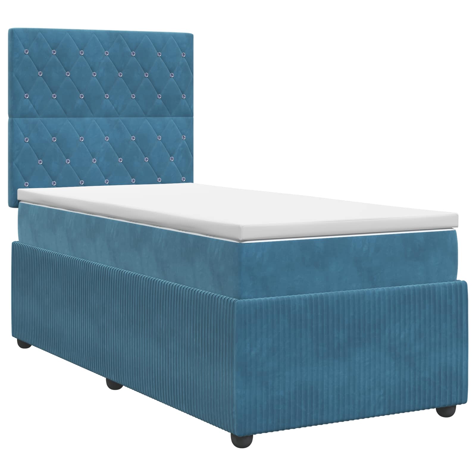 Κρεβάτι box spring με στρώμα Μπλε 80 x 200 cm Βελούδο - Pakobazaar
