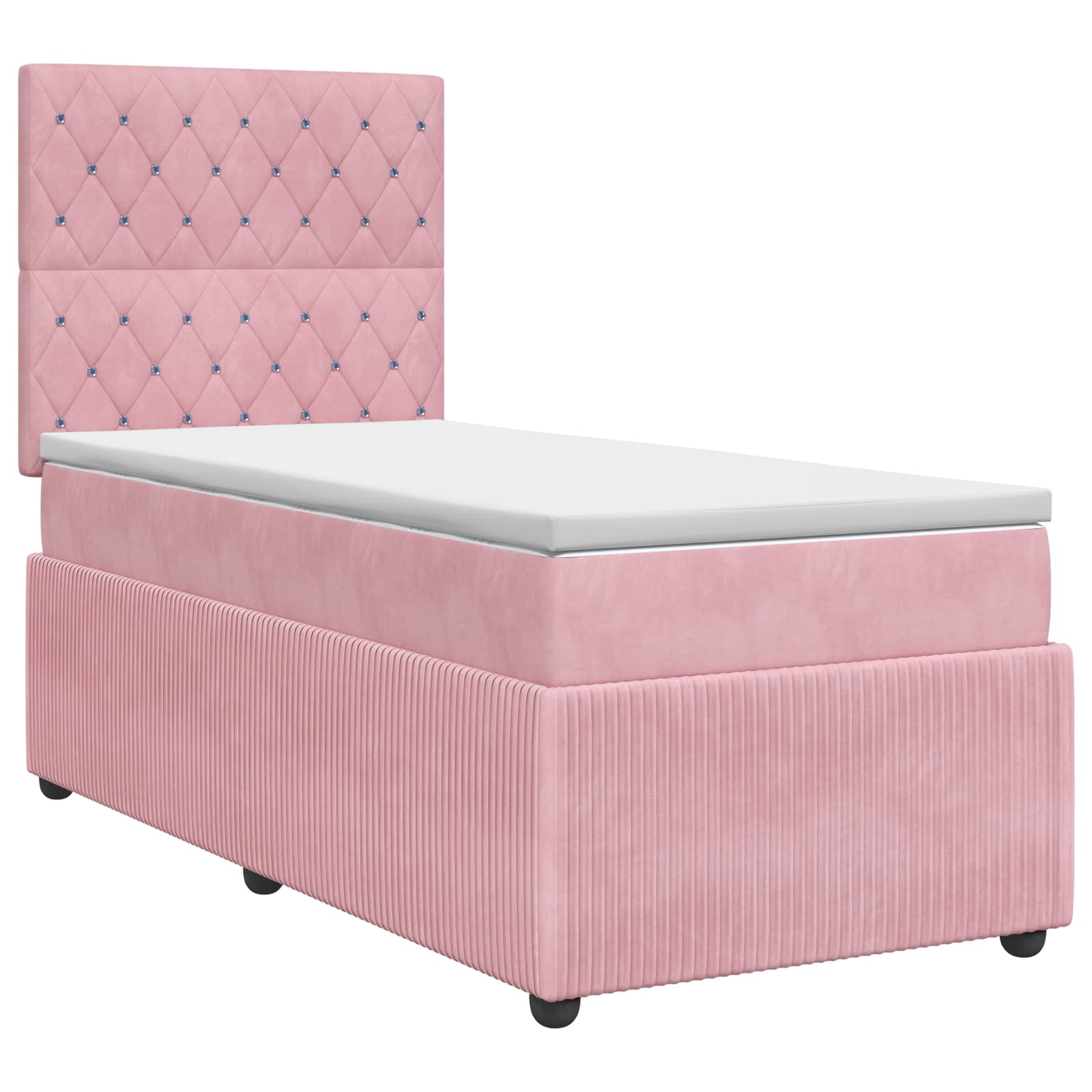 Κρεβάτι box spring με στρώμα Ροζ 80 x 200 cm Βελούδο