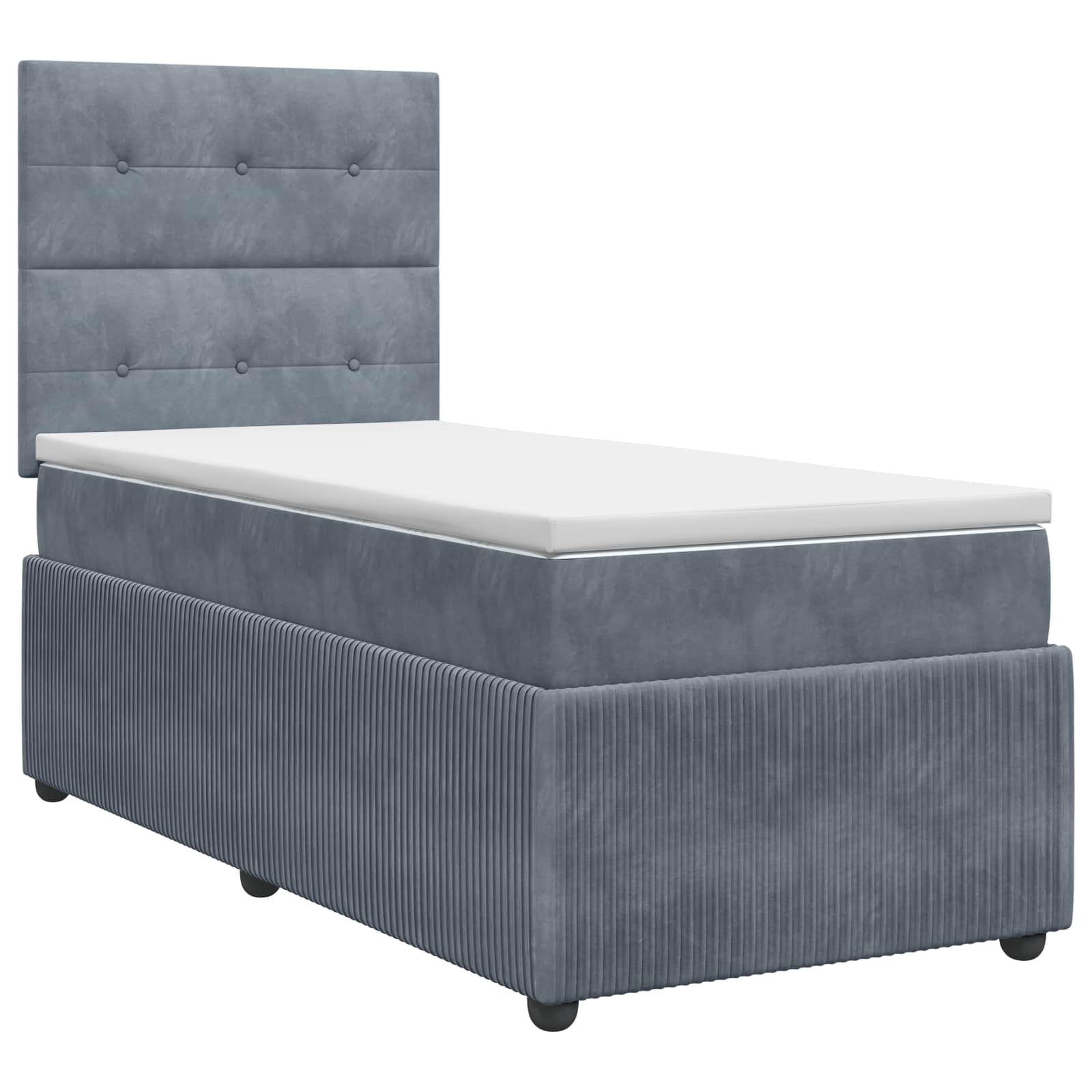 Κρεβάτι box spring με στρώμα Σκούρο Γκρι 80 x 200 cm Βελούδο - Pakobazaar