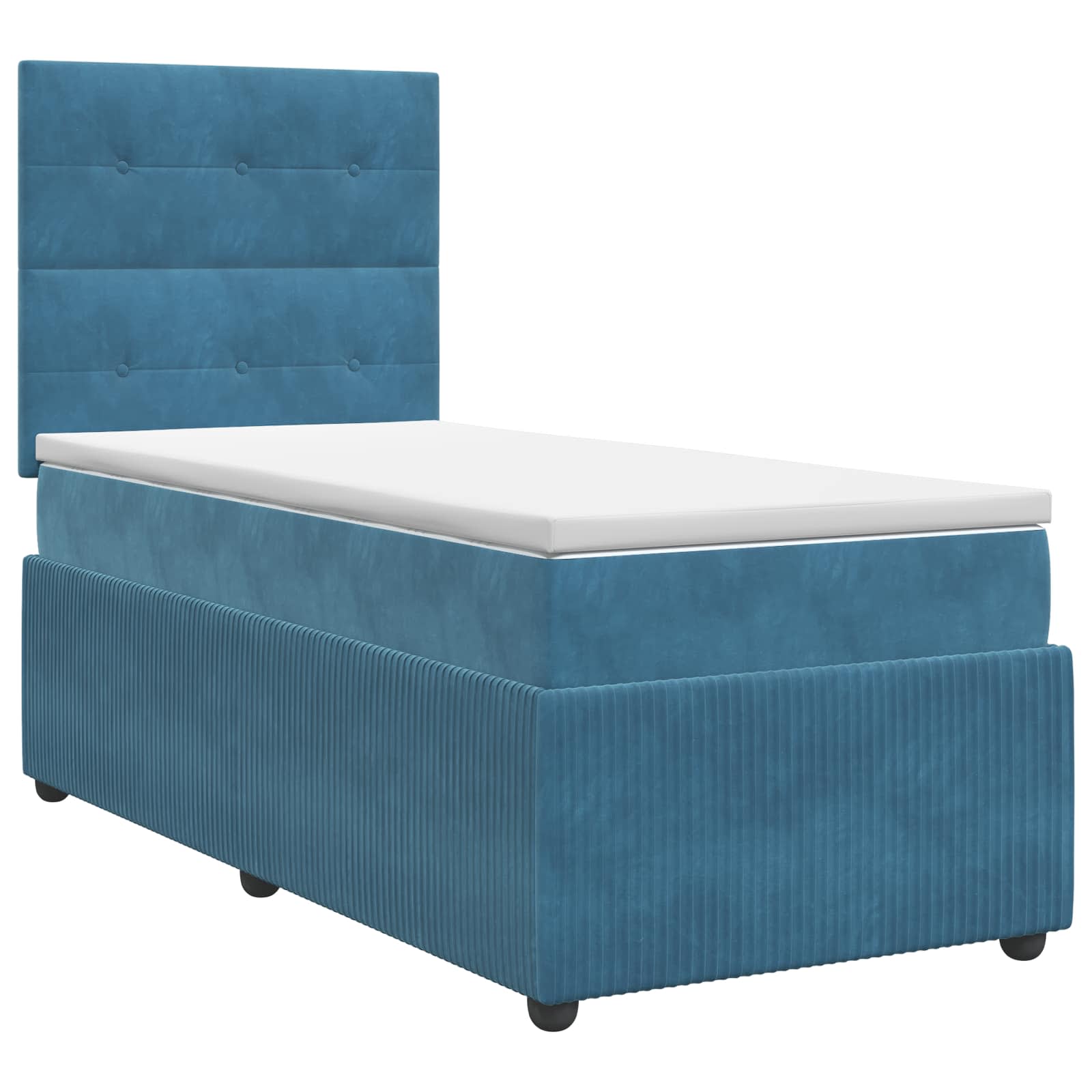 Κρεβάτι box spring με στρώμα Μπλε 80 x 200 cm Βελούδο - Pakobazaar