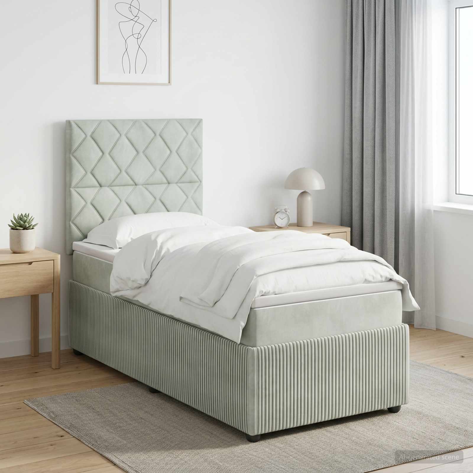 Κρεβάτι box spring με στρώμα Ανοιχτό γκρι 80 x 200 cm Βελούδο - Pakobazaar