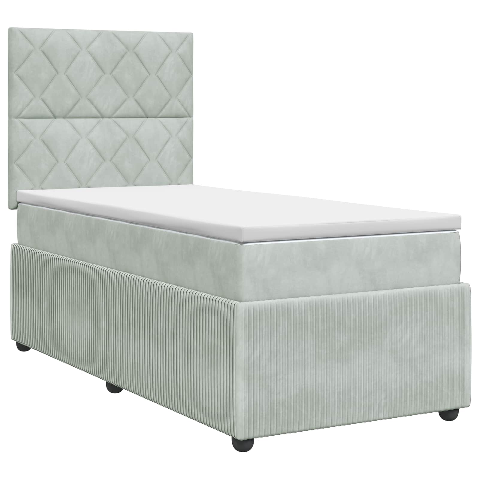 Κρεβάτι box spring με στρώμα Ανοιχτό γκρι 80 x 200 cm Βελούδο - Pakobazaar