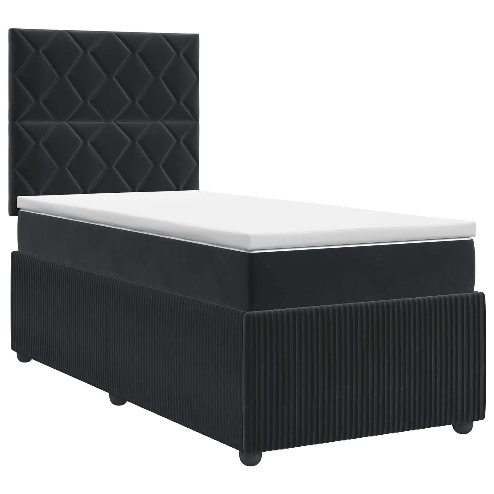 Κρεβάτι box spring με στρώμα Μαύρο 80 x 200 cm Βελούδο - Pakobazaar