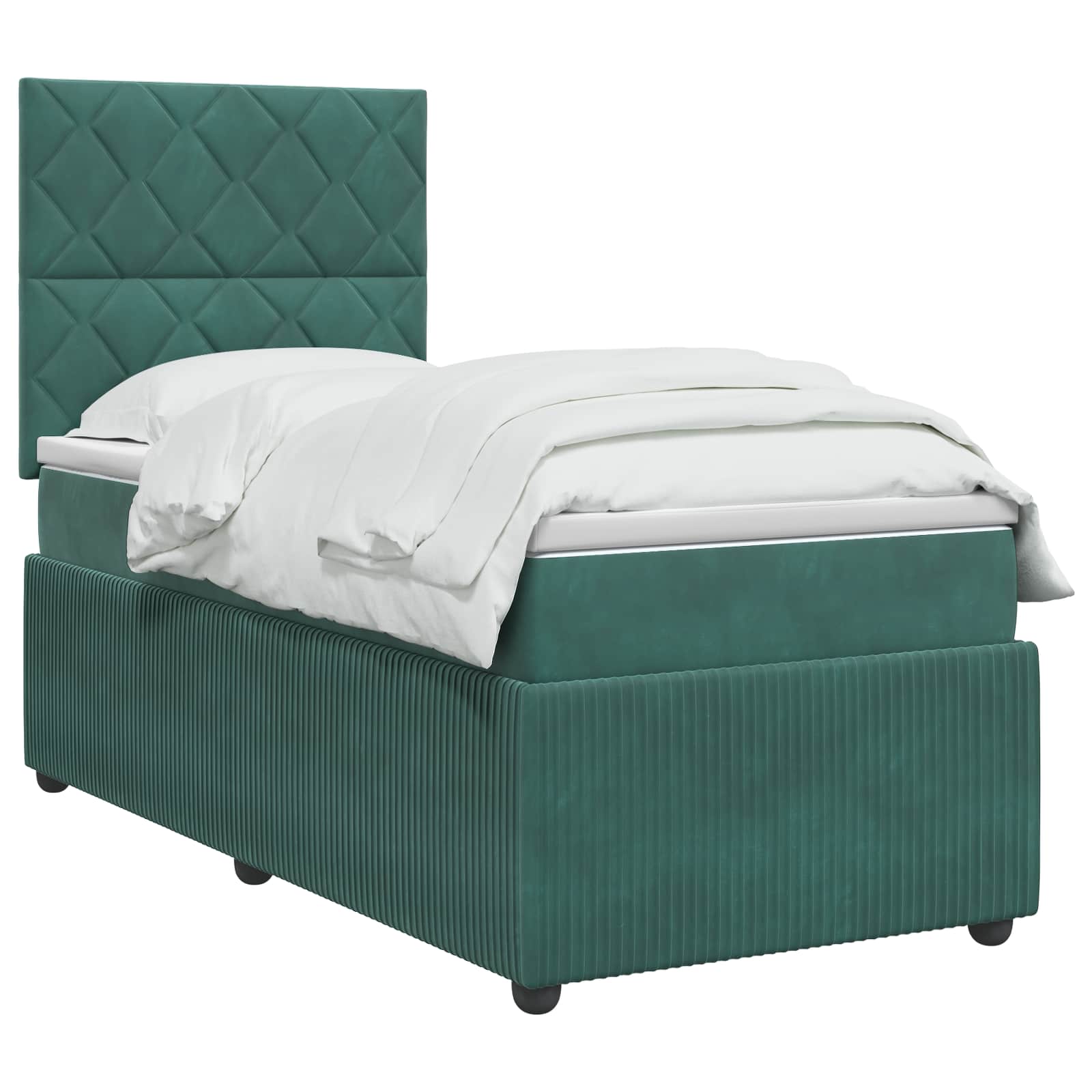 Κρεβάτι box spring με στρώμα Σκούρο Πράσινο 80 x 200 cm Βελούδο - Pakobazaar