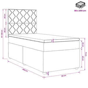 Κρεβάτι box spring με στρώμα Σκούρο Πράσινο 80 x 200 cm Βελούδο - Pakobazaar