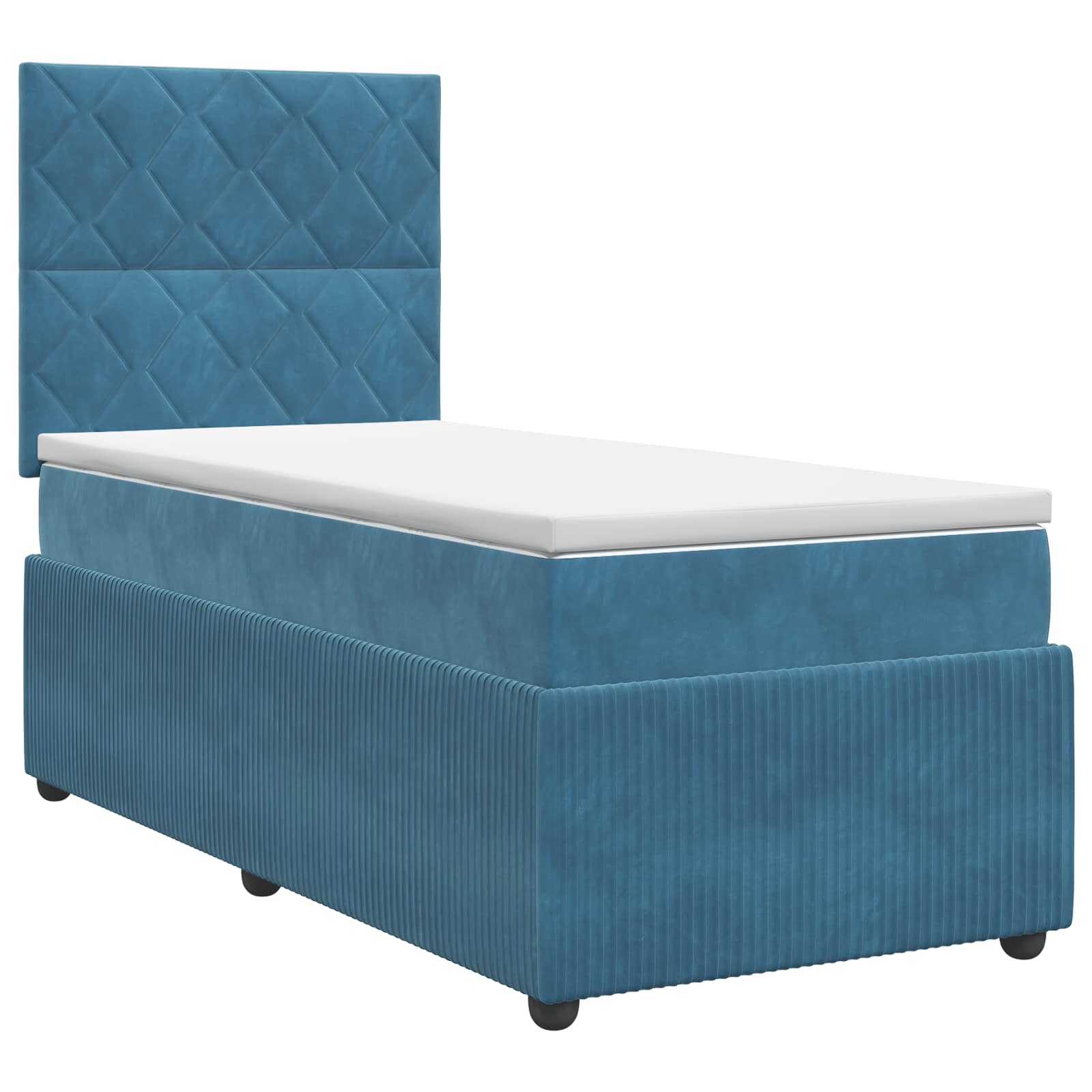 Κρεβάτι box spring με στρώμα Μπλε 80 x 200 cm Βελούδο - Pakobazaar
