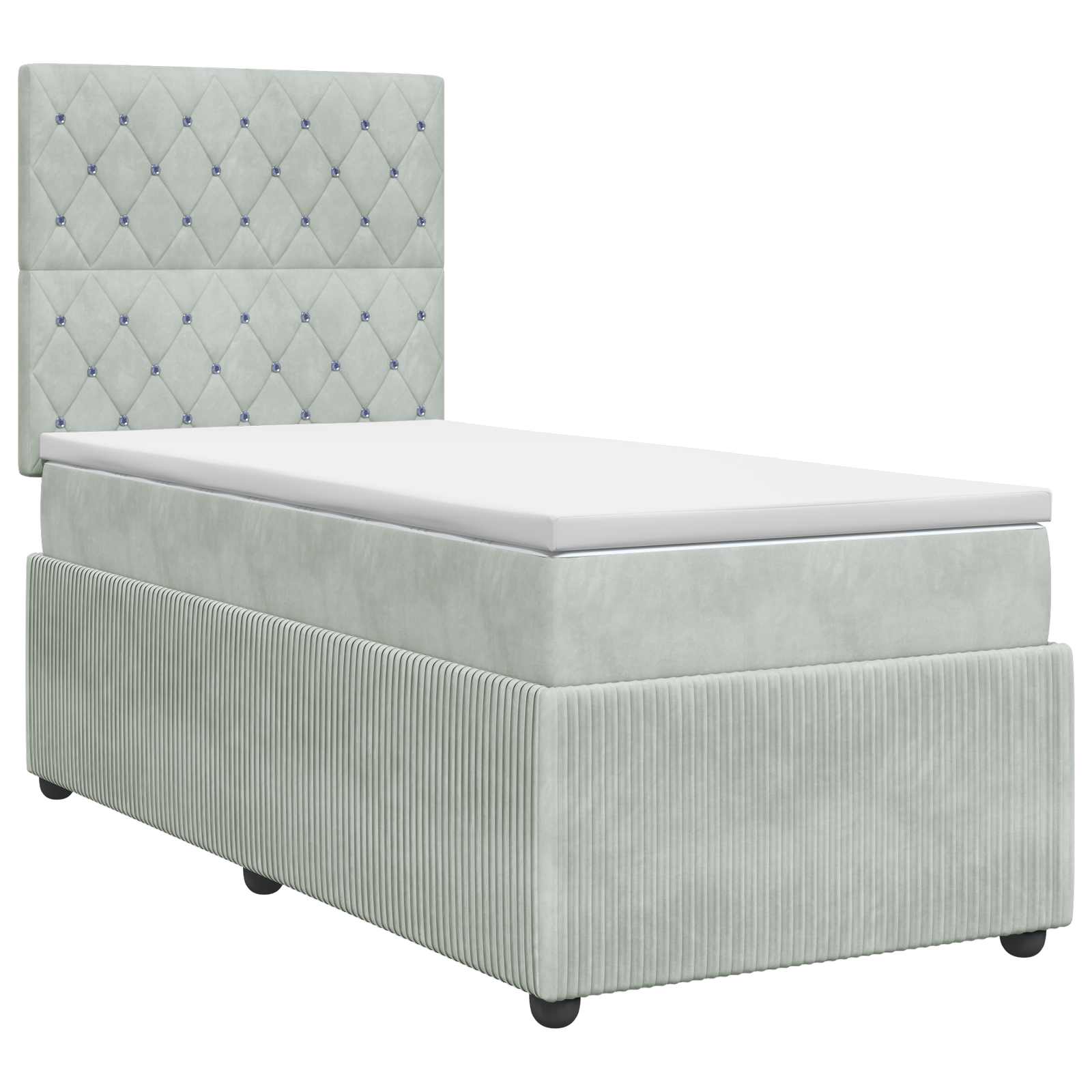 Κρεβάτι box spring με στρώμα Ανοιχτό γκρι 90 x 200 cm Βελούδο - Pakobazaar