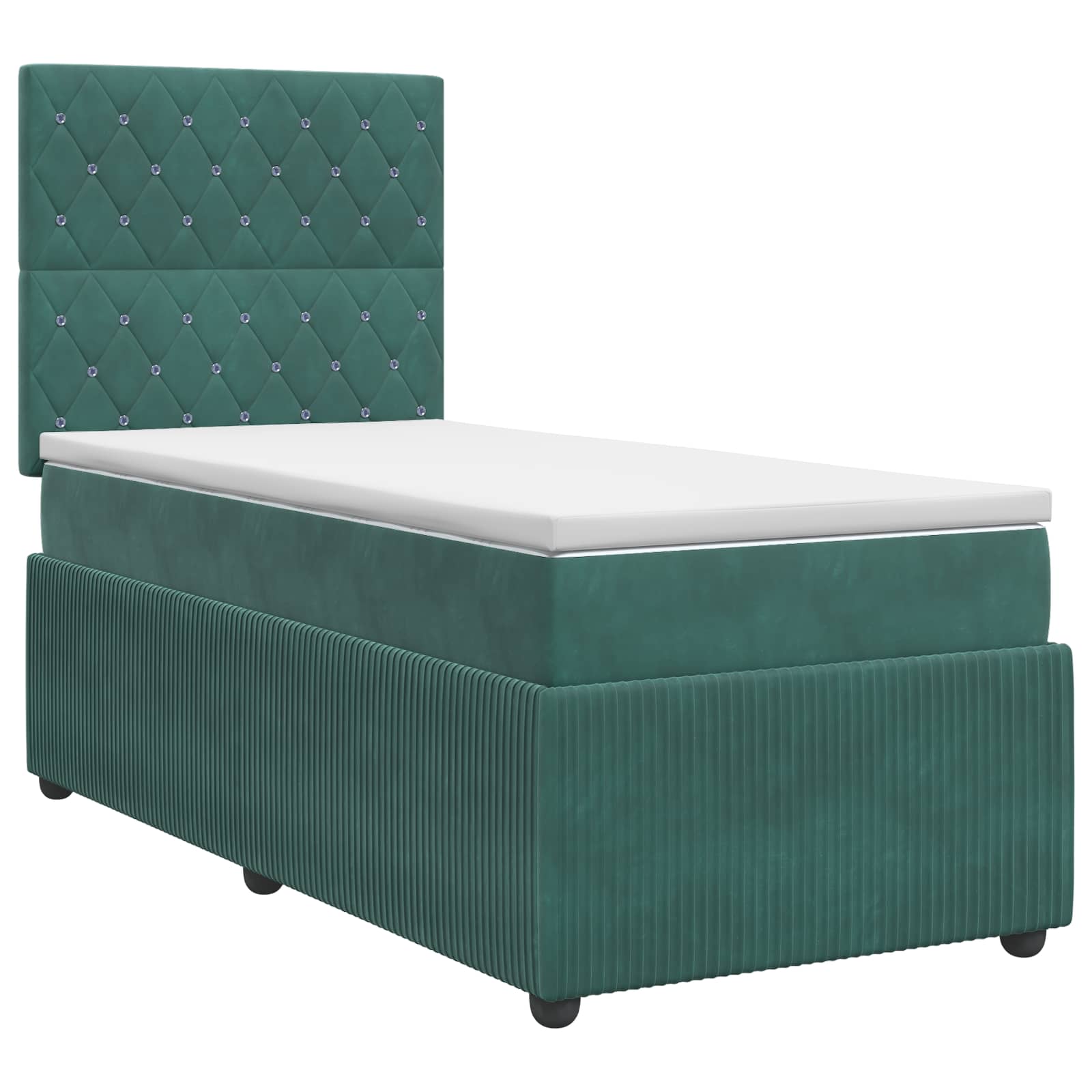 Κρεβάτι box spring με στρώμα Σκούρο Πράσινο 90 x 200 cm Βελούδο - Pakobazaar