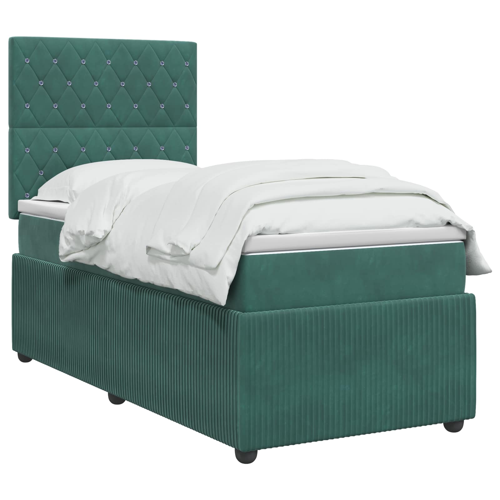 Κρεβάτι box spring με στρώμα Σκούρο Πράσινο 90 x 200 cm Βελούδο - Pakobazaar