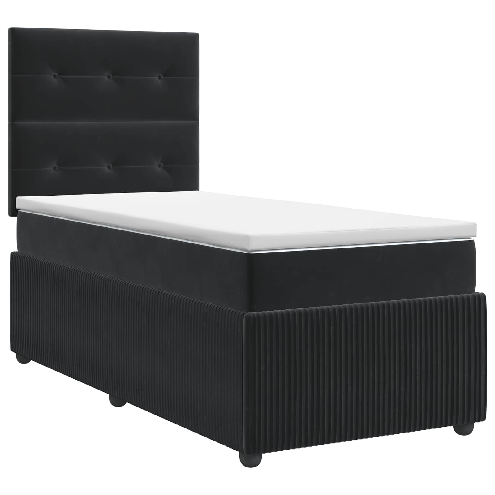 Κρεβάτι box spring με στρώμα Μαύρο 90 x 200 cm Βελούδο - Pakobazaar