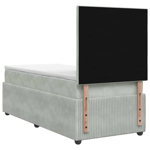 Κρεβάτι box spring με στρώμα Ανοιχτό γκρι 100 x 200 cm Βελούδο