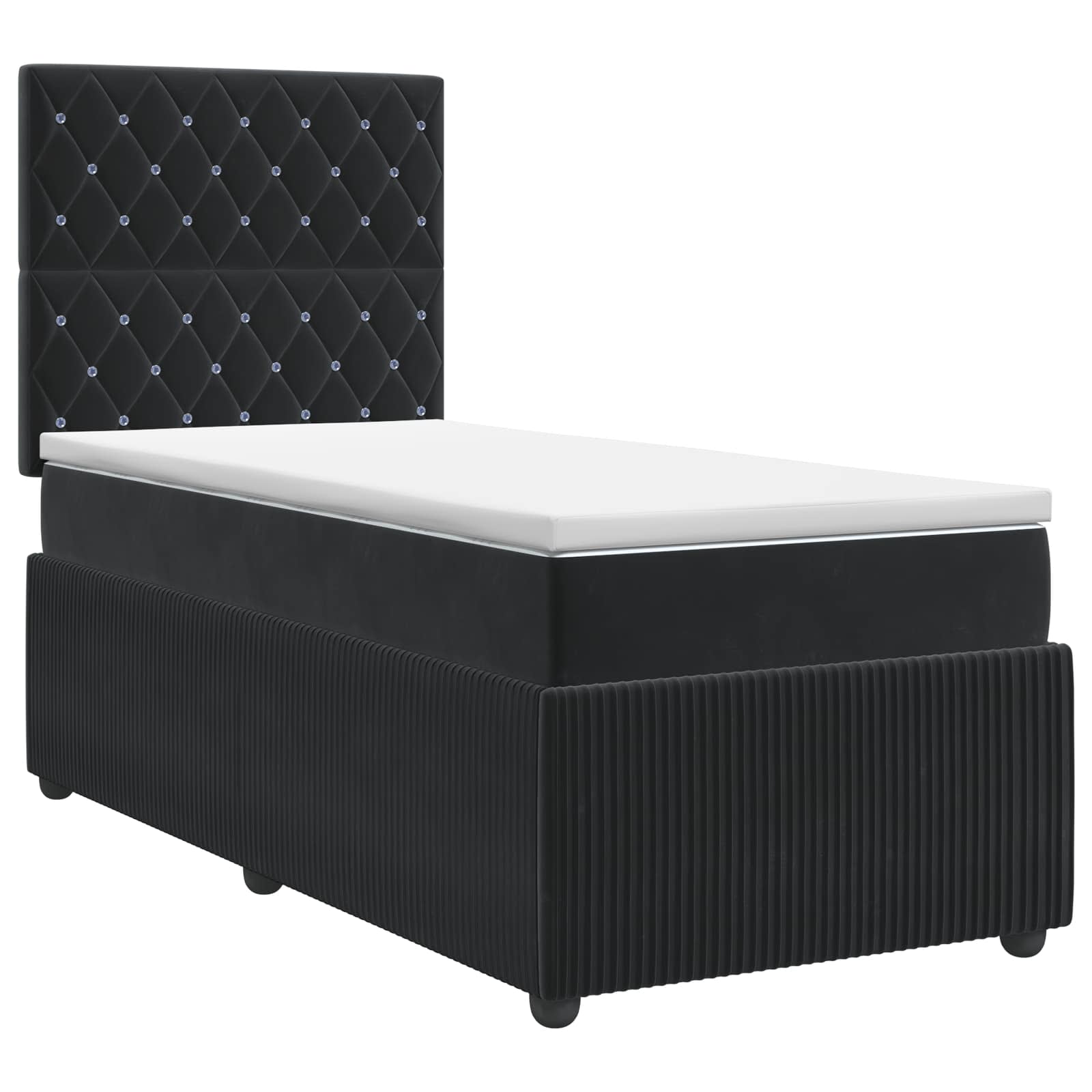 Κρεβάτι box spring με στρώμα Μαύρο 100 x 200 cm Βελούδο