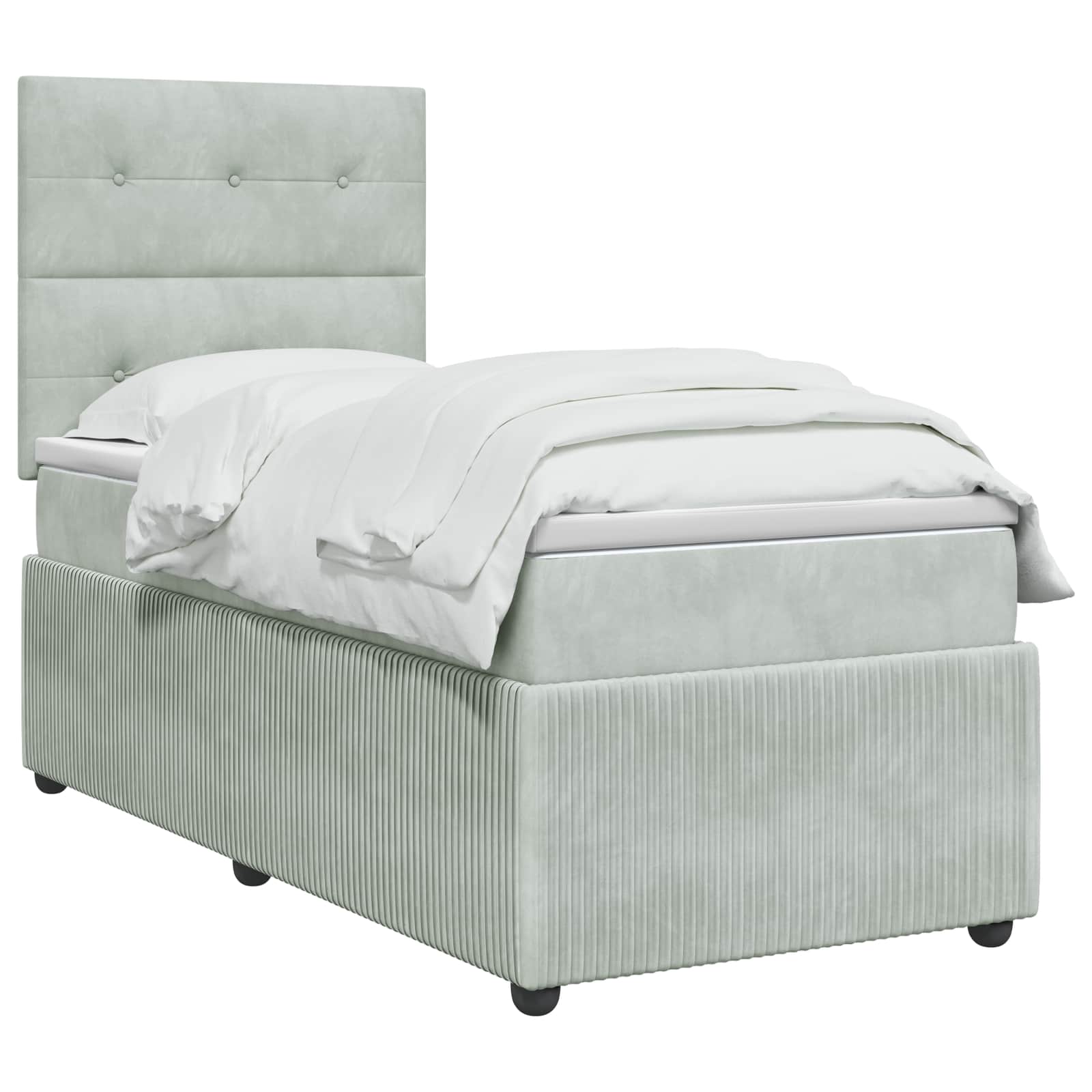 Κρεβάτι box spring με στρώμα Ανοιχτό γκρι 100 x 200 cm Βελούδο