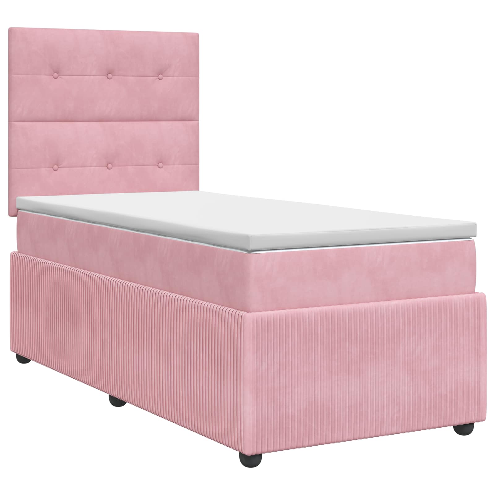 Κρεβάτι box spring με στρώμα Ροζ 100 x 200 cm Βελούδο - Pakobazaar