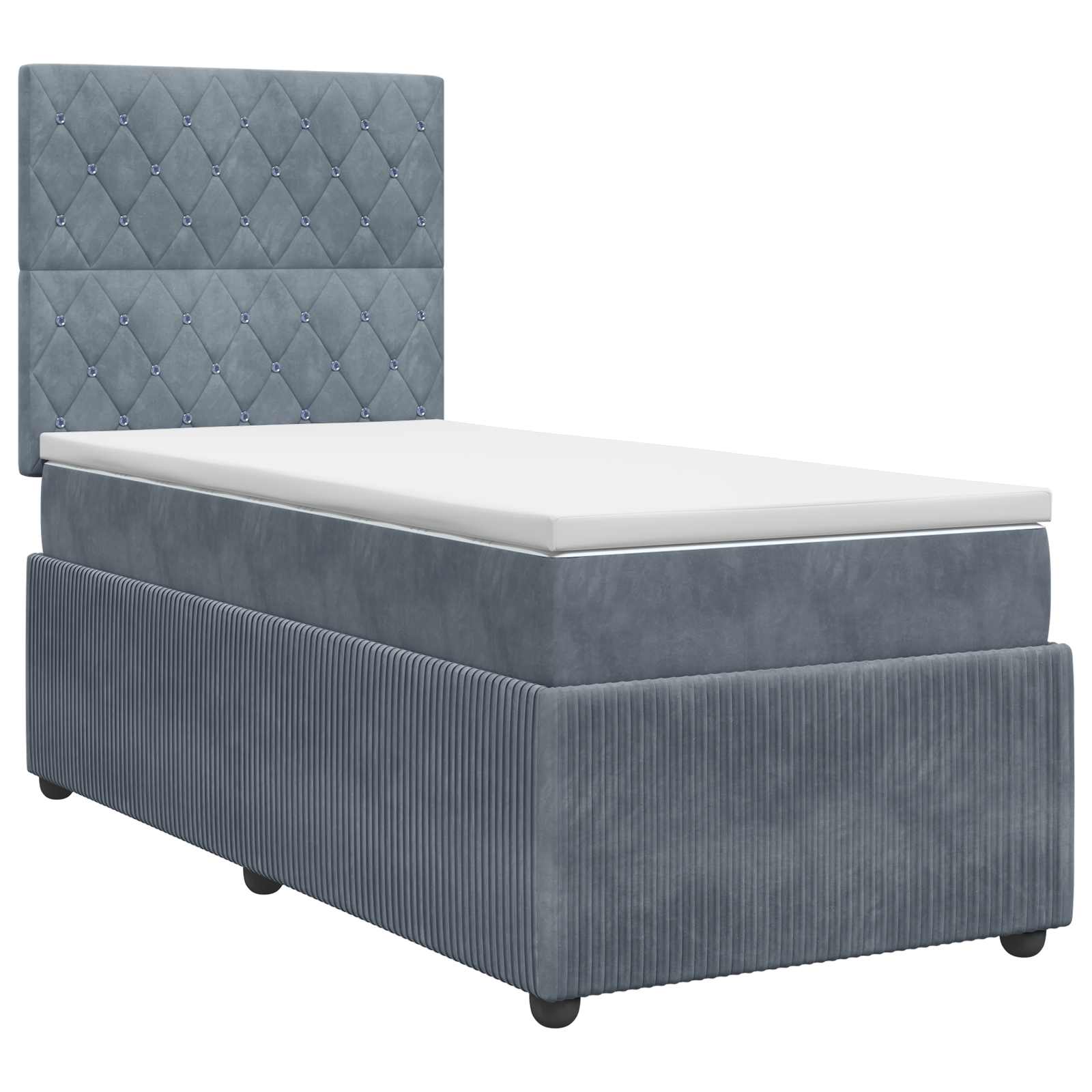 Κρεβάτι box spring με στρώμα Σκούρο Γκρι 100 x 200 cm Βελούδο - Pakobazaar