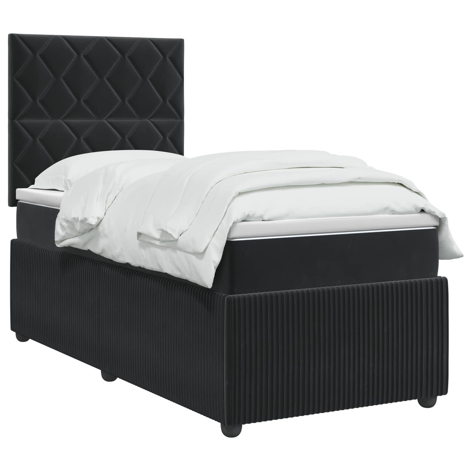 Κρεβάτι box spring με στρώμα Μαύρο 100 x 200 cm Βελούδο - Pakobazaar