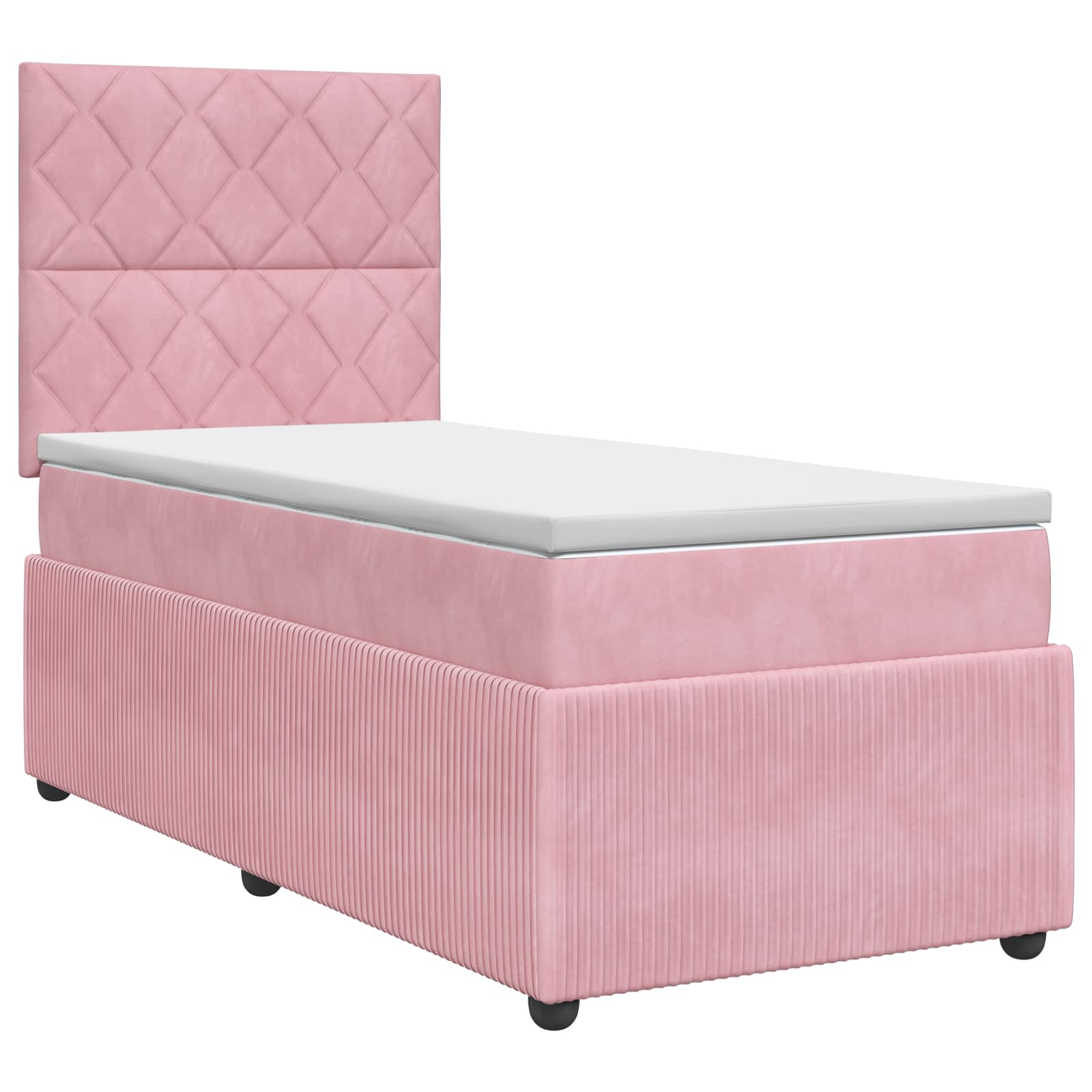 Κρεβάτι box spring με στρώμα Ροζ 100 x 200 cm Βελούδο - Pakobazaar