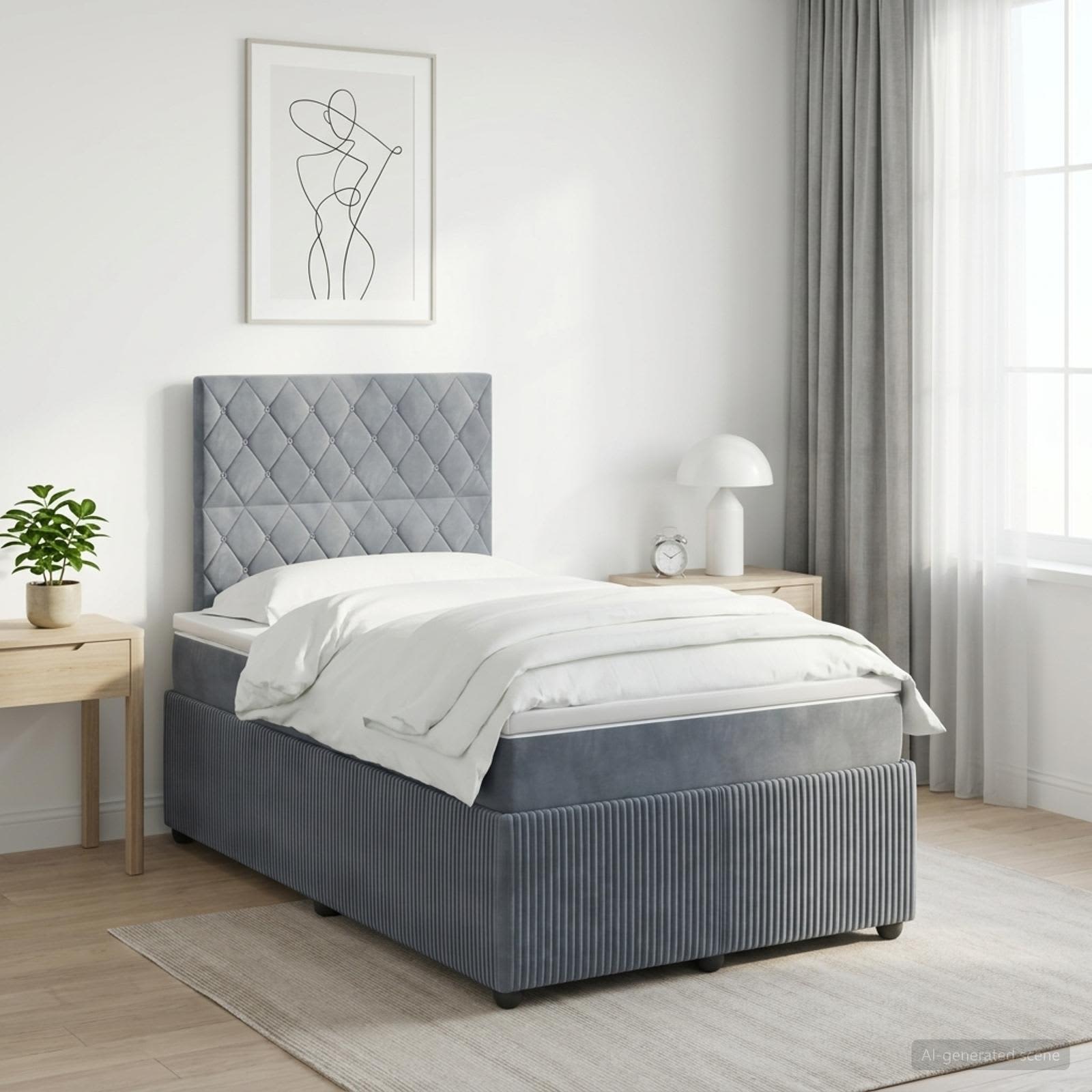 Κρεβάτι box spring με στρώμα Σκούρο Γκρι 120 x 190 cm Βελούδο - Pakobazaar
