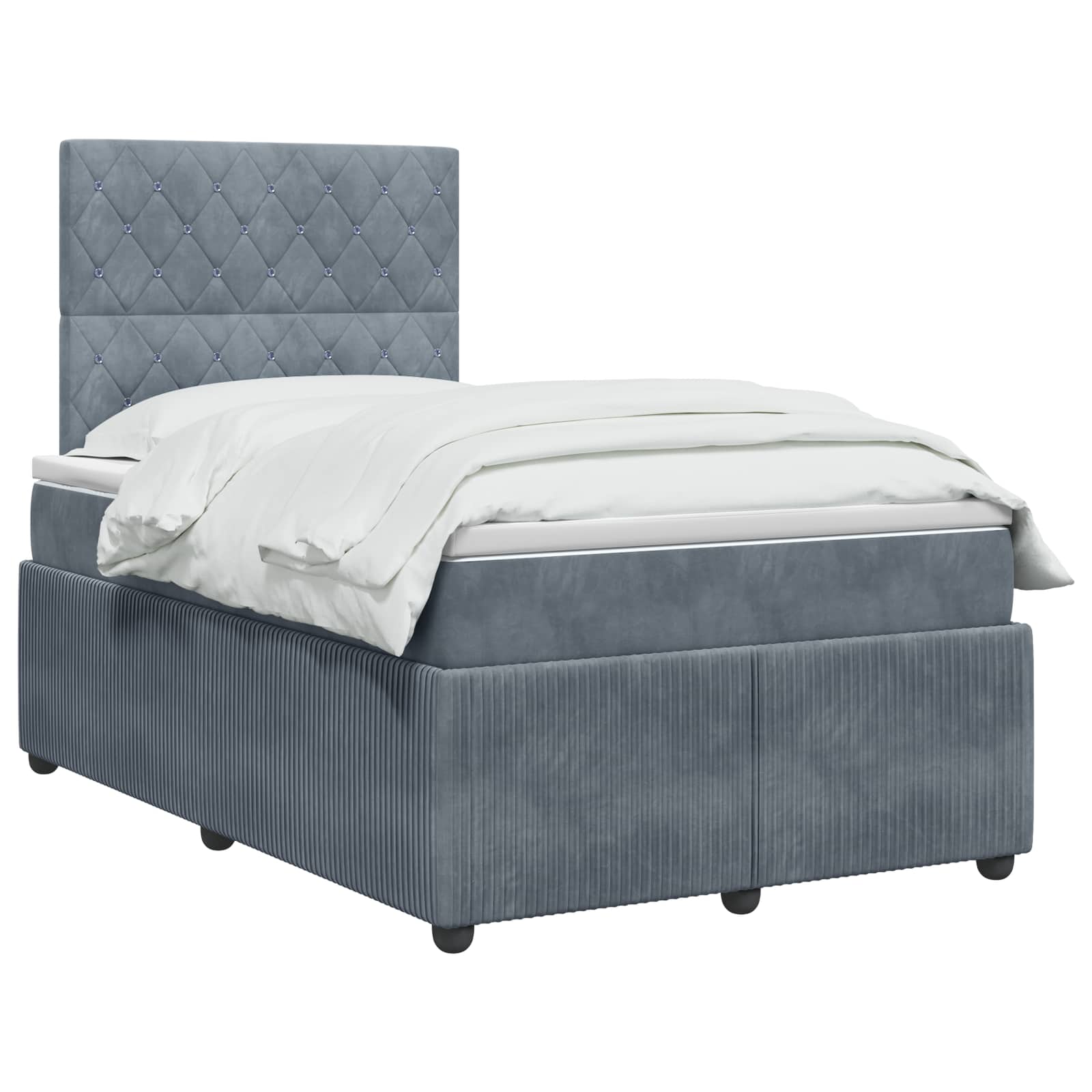 Κρεβάτι box spring με στρώμα Σκούρο Γκρι 120 x 190 cm Βελούδο - Pakobazaar