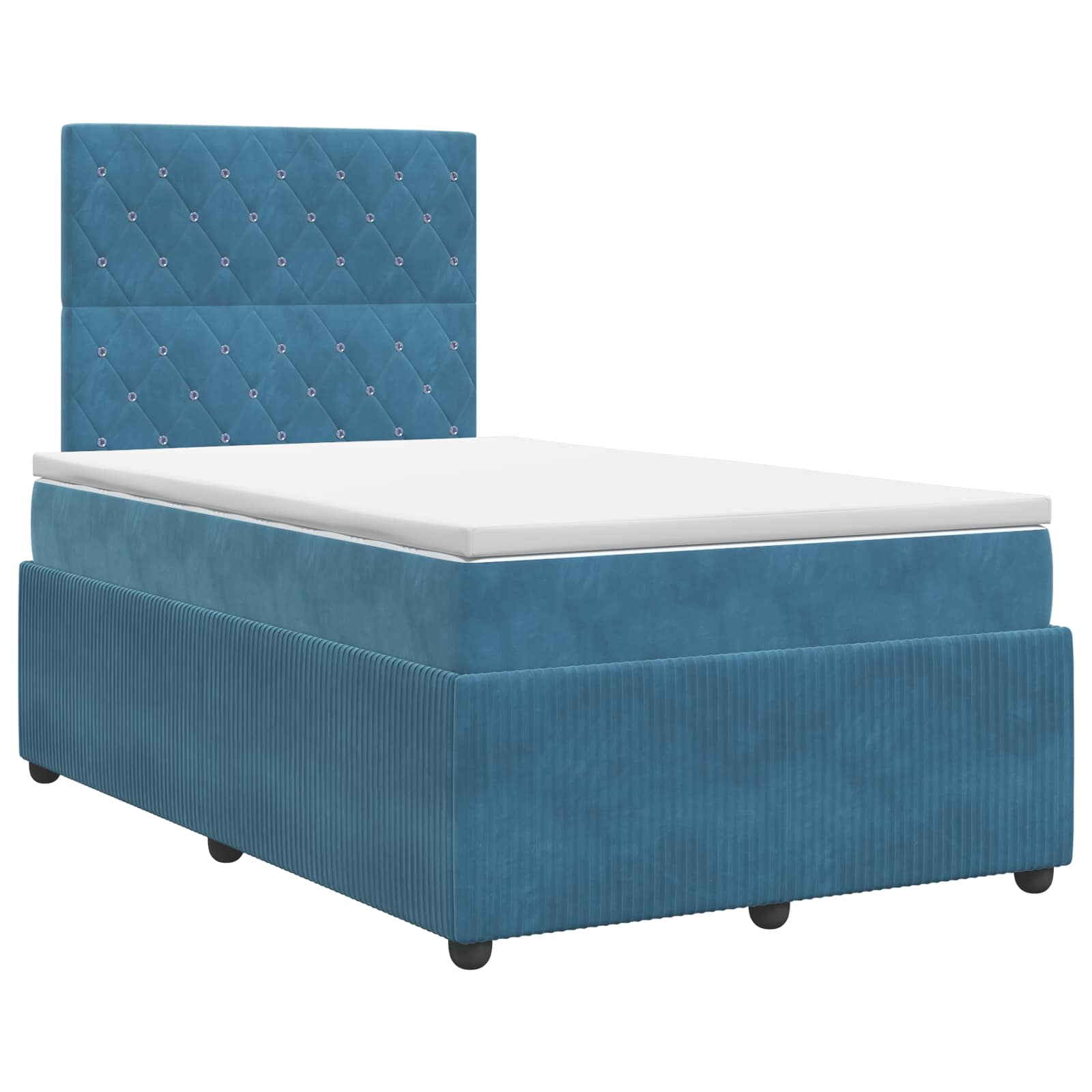 Κρεβάτι box spring με στρώμα Μπλε 120 x 190 cm Βελούδο - Pakobazaar