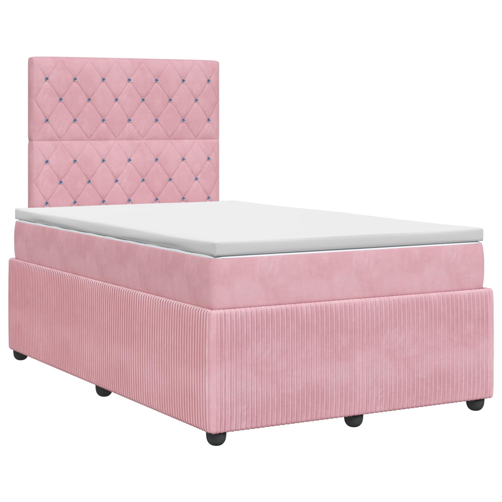 Κρεβάτι box spring με στρώμα Ροζ 120 x 190 cm Βελούδο