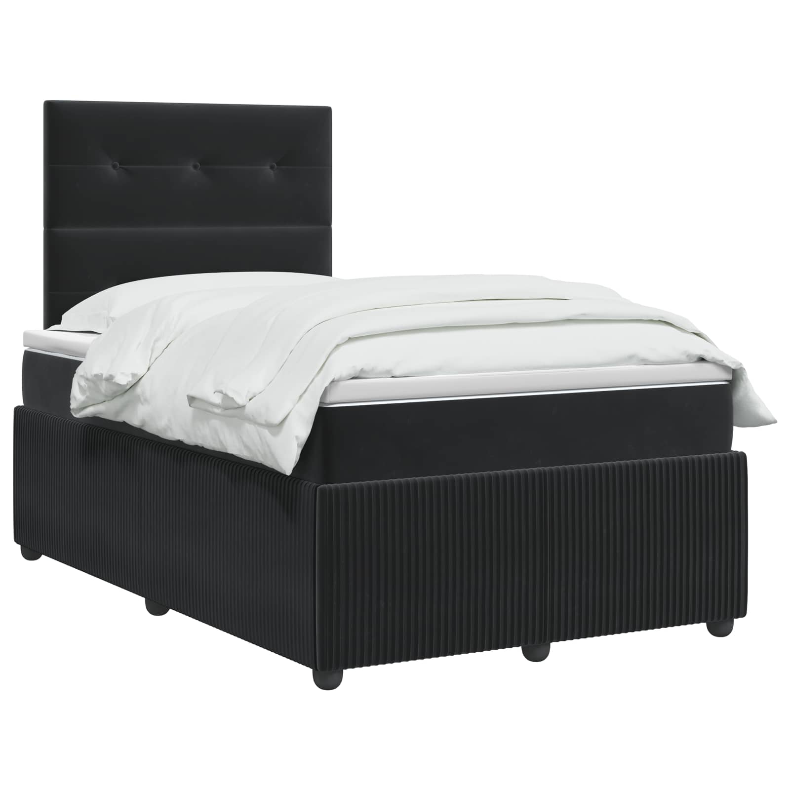 Κρεβάτι box spring με στρώμα Μαύρο 120 x 190 cm Βελούδο - Pakobazaar