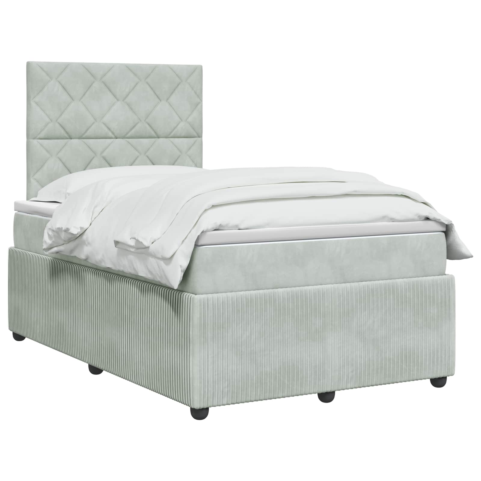 Κρεβάτι box spring με στρώμα Ανοιχτό γκρι 120 x 190 cm Βελούδο - Pakobazaar