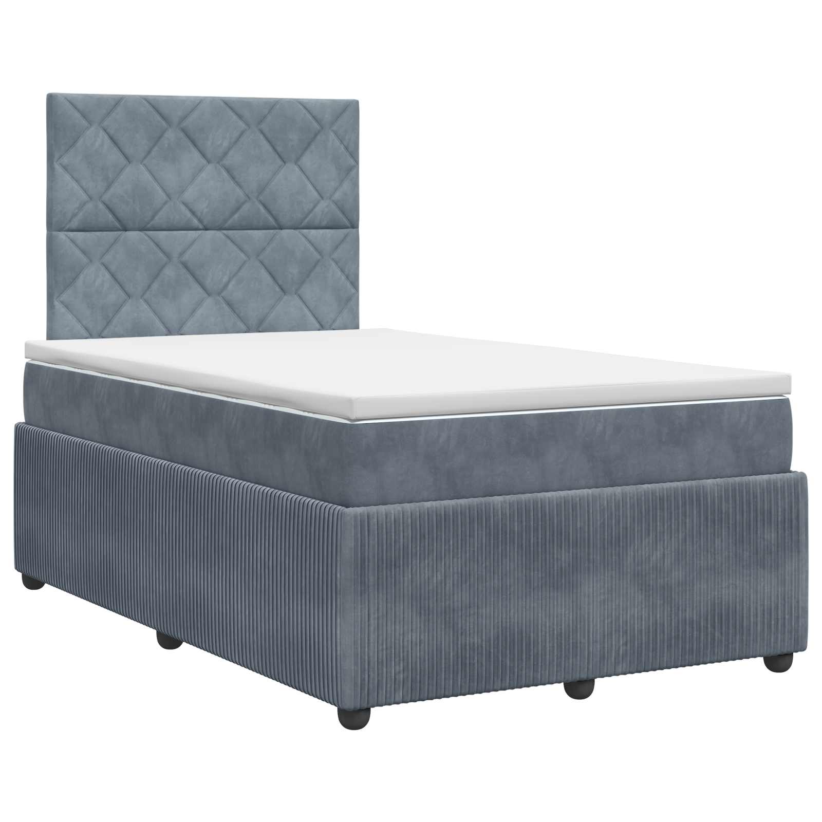 Κρεβάτι box spring με στρώμα Σκούρο Γκρι 120 x 190 cm Βελούδο