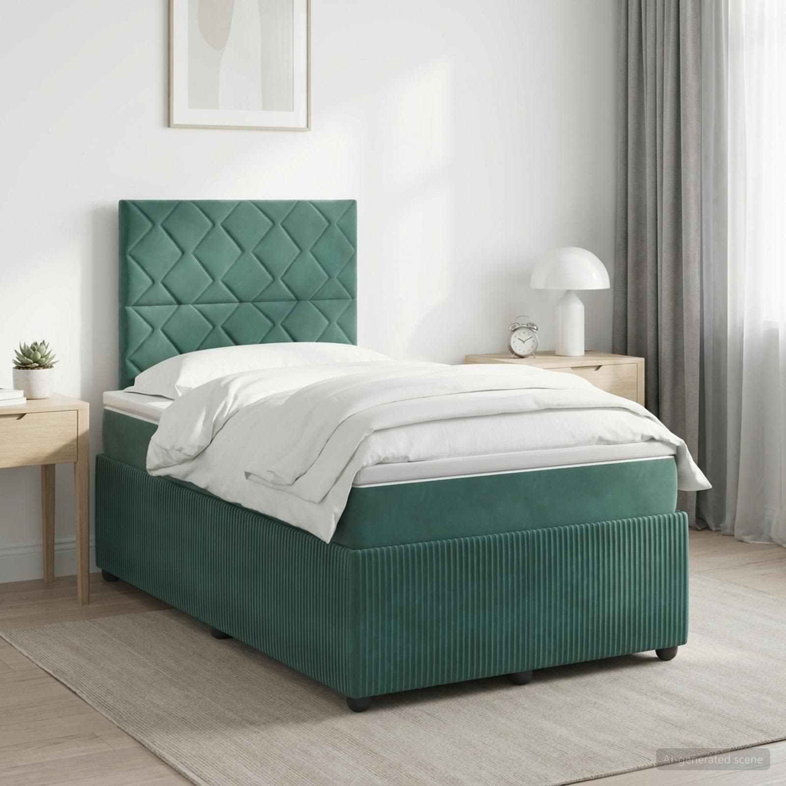 Κρεβάτι box spring με στρώμα Σκούρο Πράσινο 120 x 200 cm