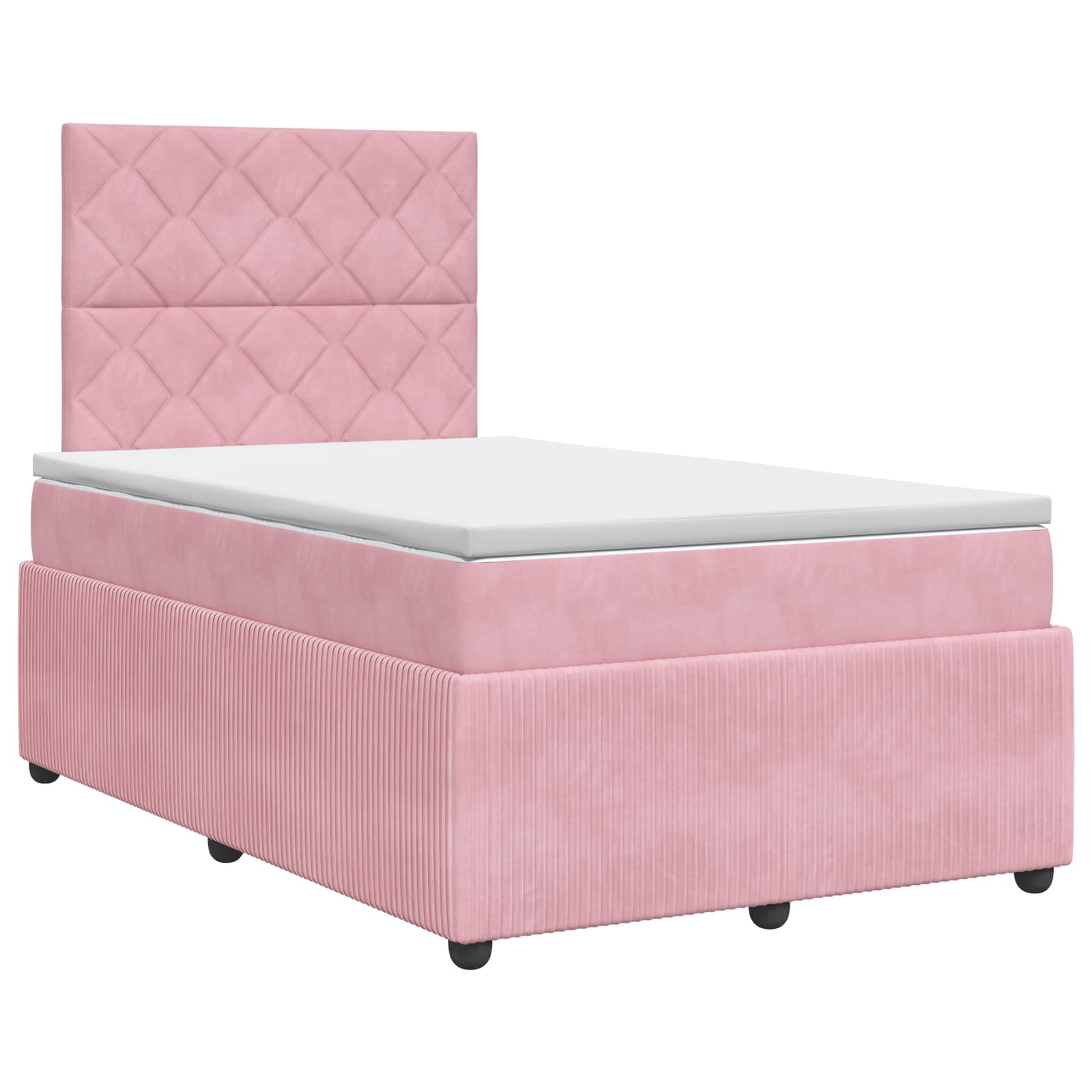 Κρεβάτι box spring με στρώμα Ροζ 120 x 190 cm Βελούδο - Pakobazaar