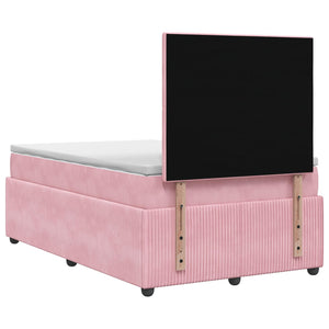 Κρεβάτι box spring με στρώμα Ροζ 120 x 190 cm Βελούδο - Pakobazaar