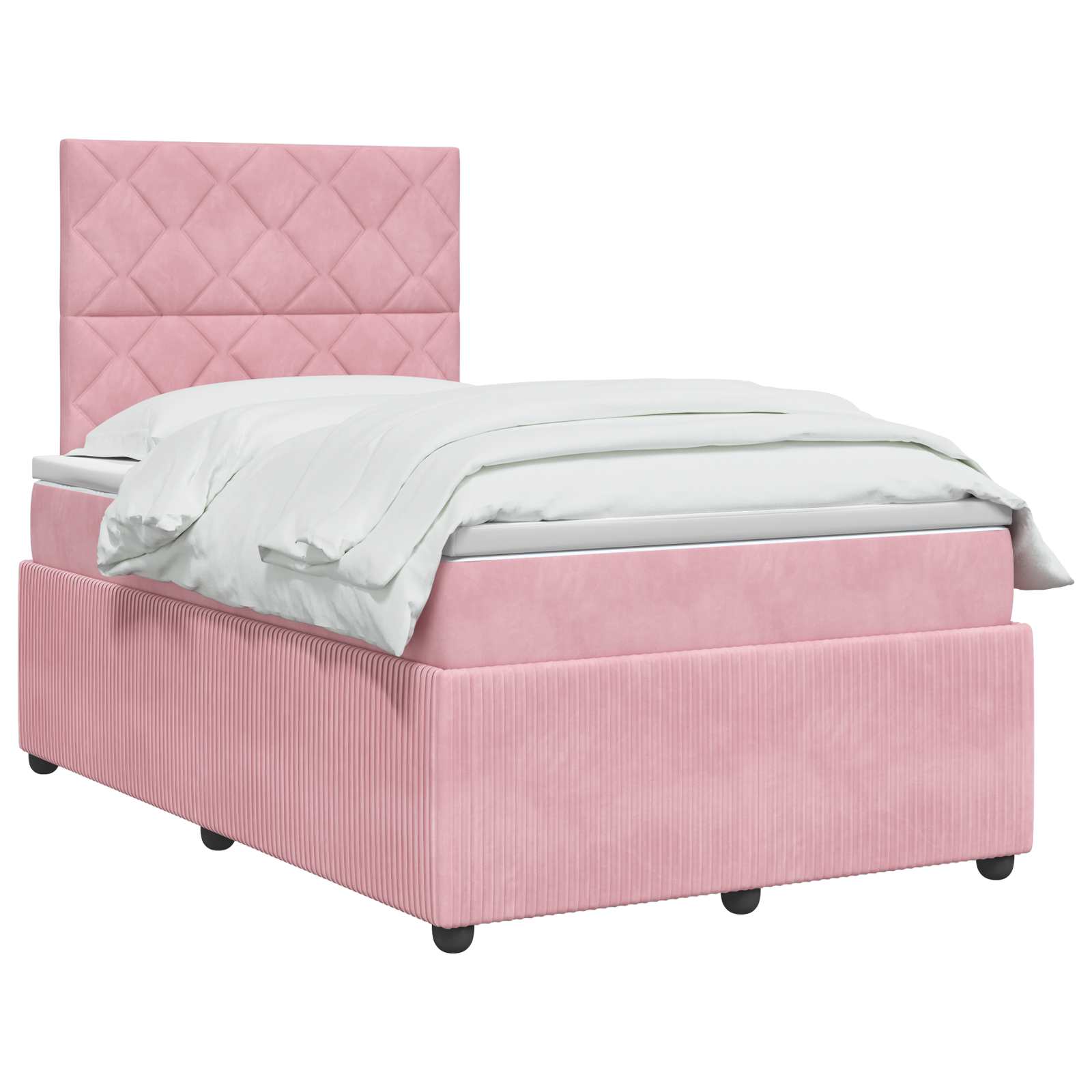 Κρεβάτι box spring με στρώμα Ροζ 120 x 190 cm Βελούδο - Pakobazaar