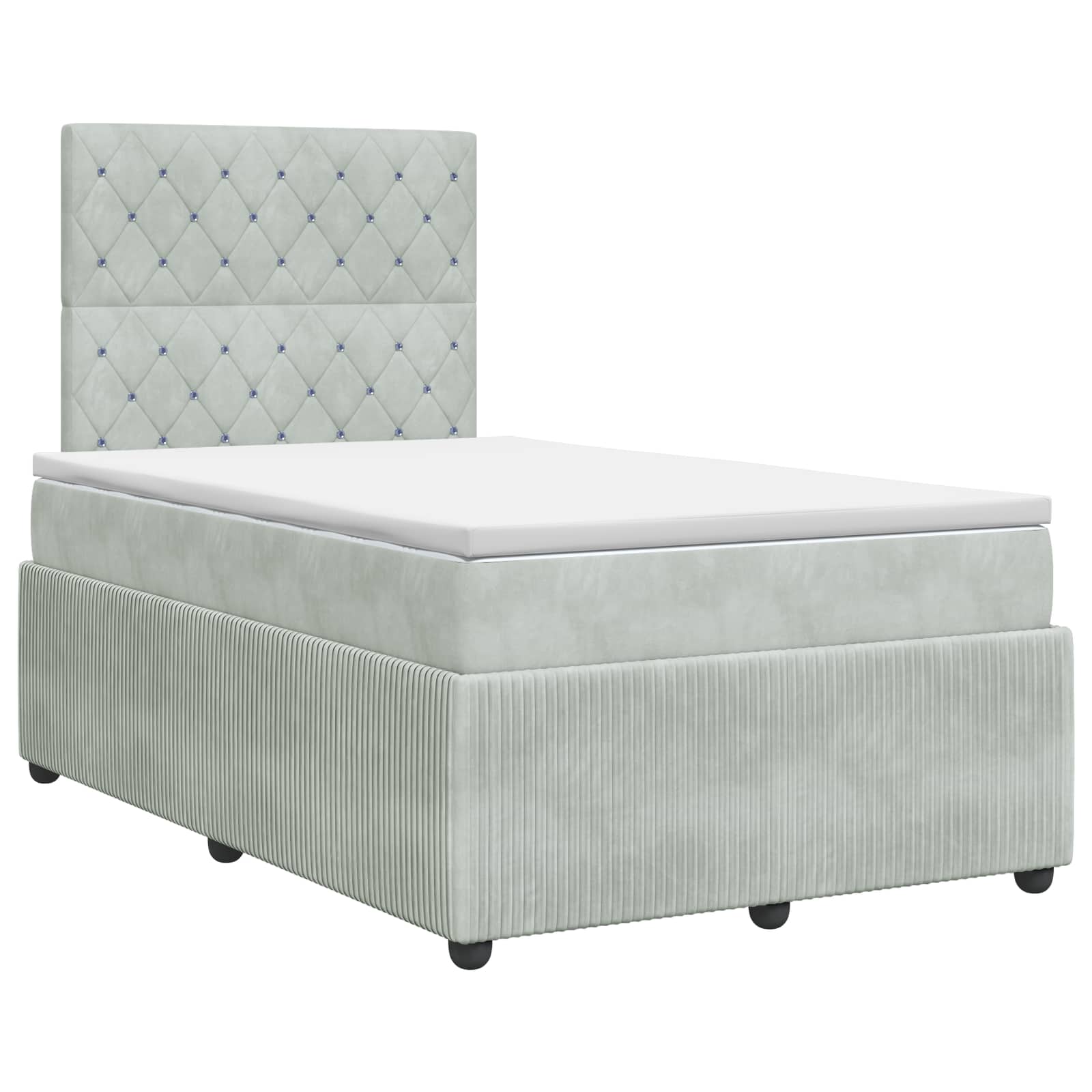 Κρεβάτι box spring με στρώμα Ανοιχτό γκρι 120 x 200 cm Βελούδο