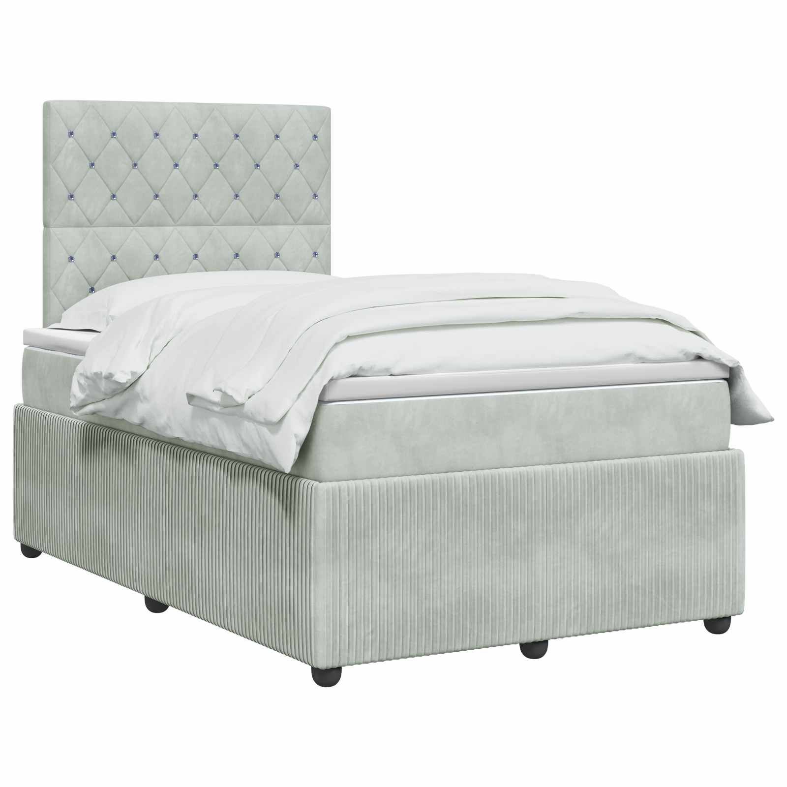 Κρεβάτι box spring με στρώμα Ανοιχτό γκρι 120 x 200 cm Βελούδο
