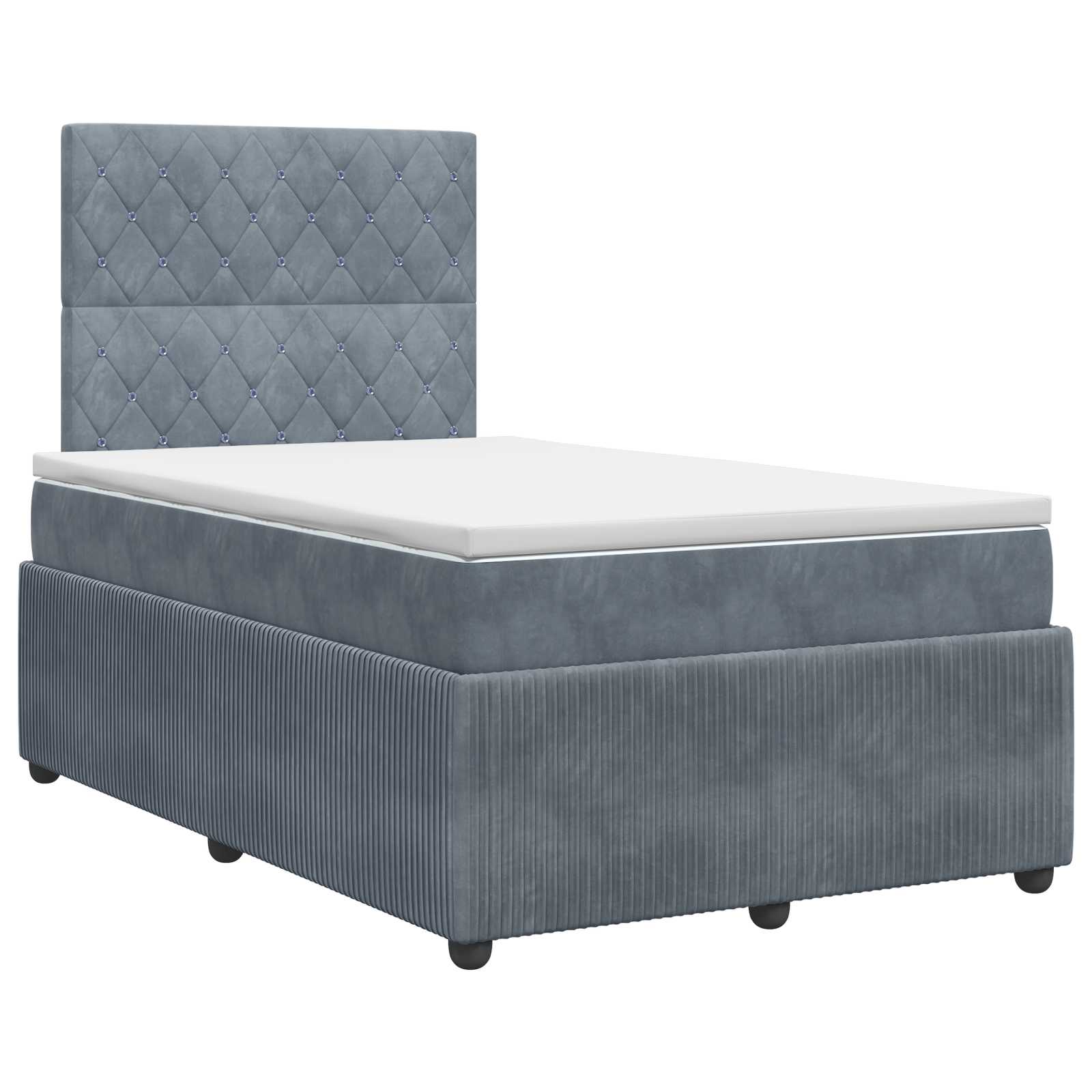 Κρεβάτι box spring με στρώμα Σκούρο Γκρι 120 x 200 cm Βελούδο - Pakobazaar