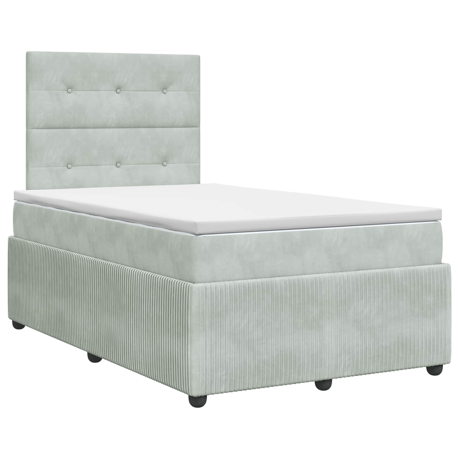 Κρεβάτι box spring με στρώμα Ανοιχτό γκρι 120 x 200 cm Βελούδο - Pakobazaar