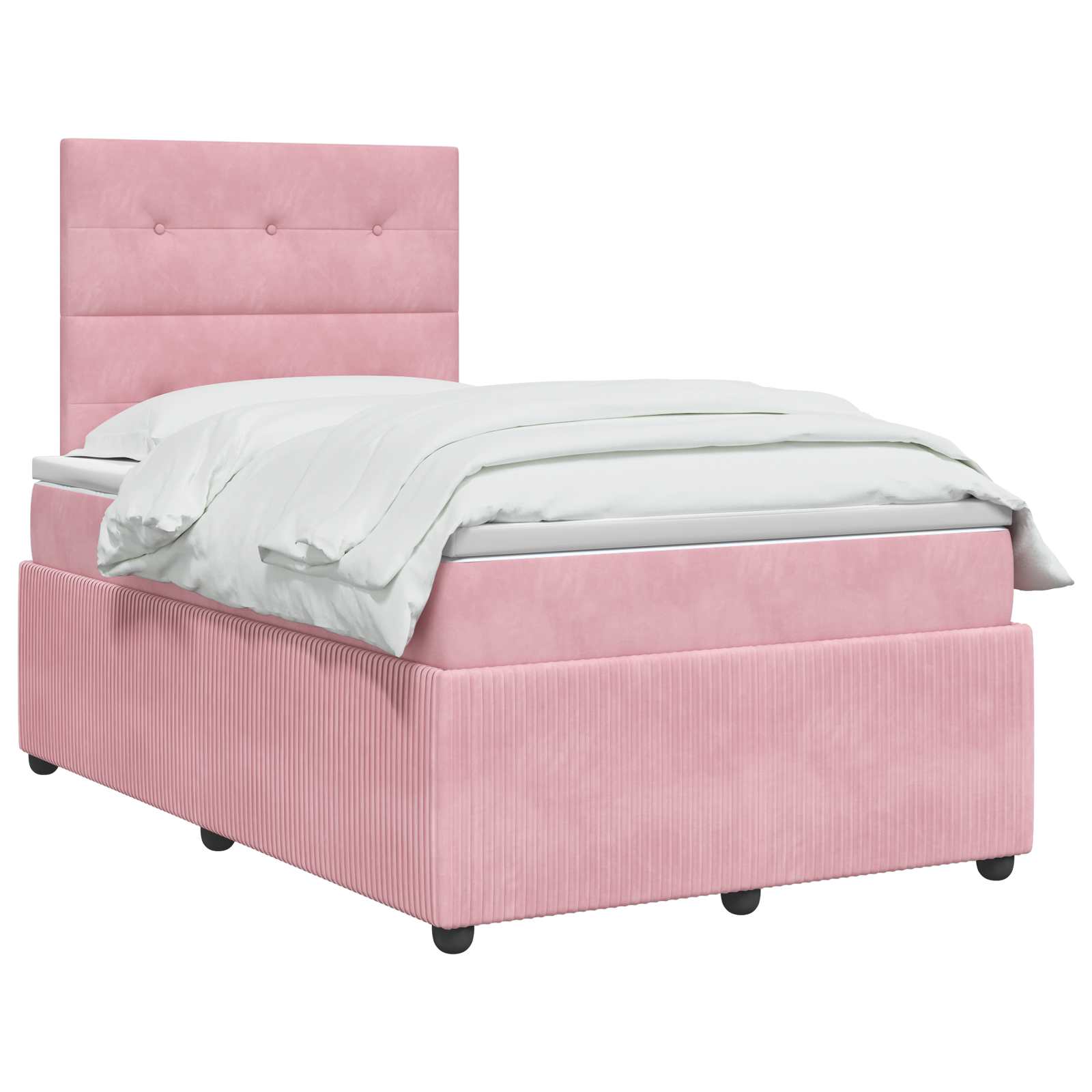 Κρεβάτι box spring με στρώμα Ροζ 120 x 200 cm Βελούδο