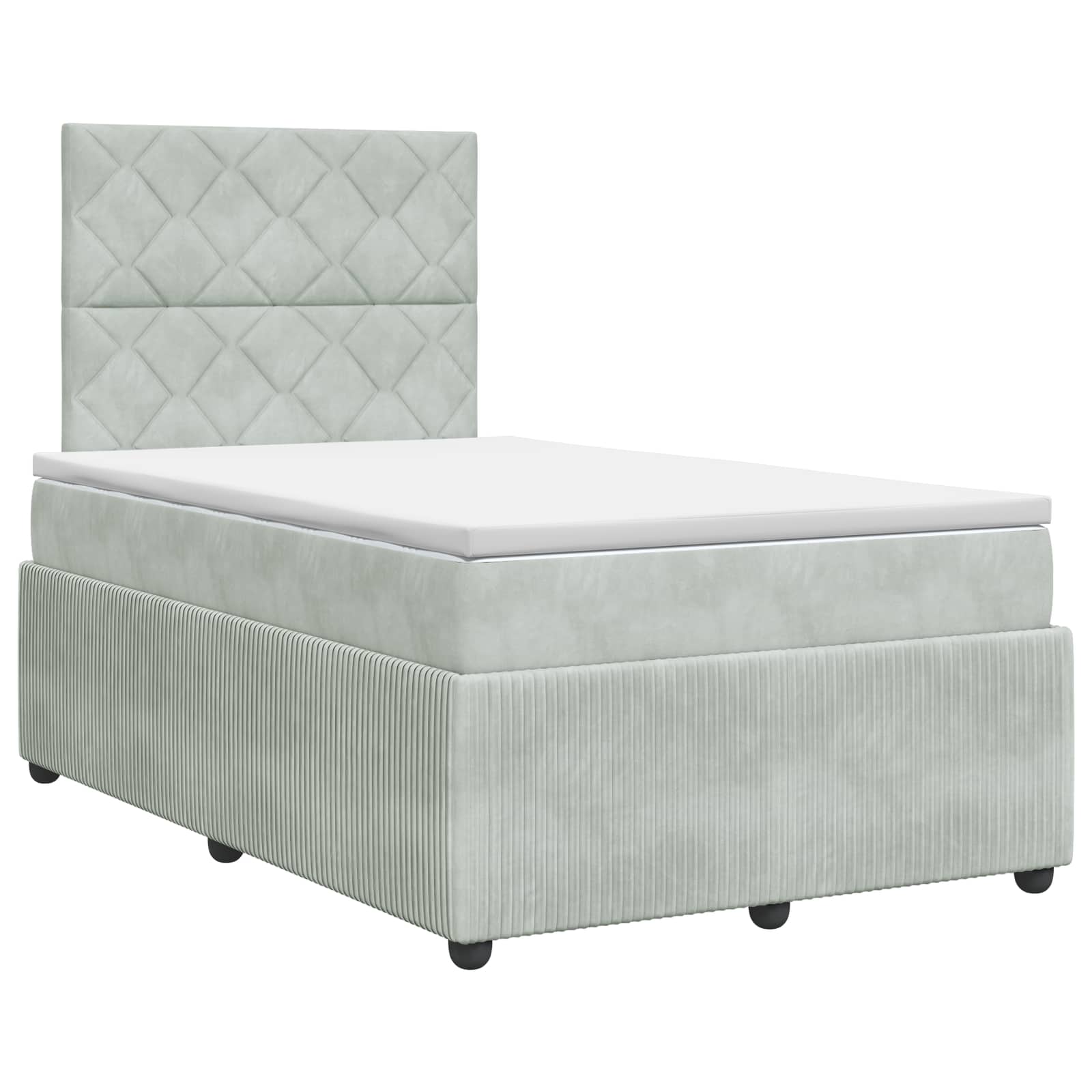 Κρεβάτι box spring με στρώμα Ανοιχτό γκρι 120 x 200 cm Βελούδο - Pakobazaar
