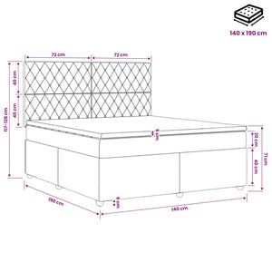 Κρεβάτι box spring με στρώμα Ροζ 140 x 190 cm Βελούδο