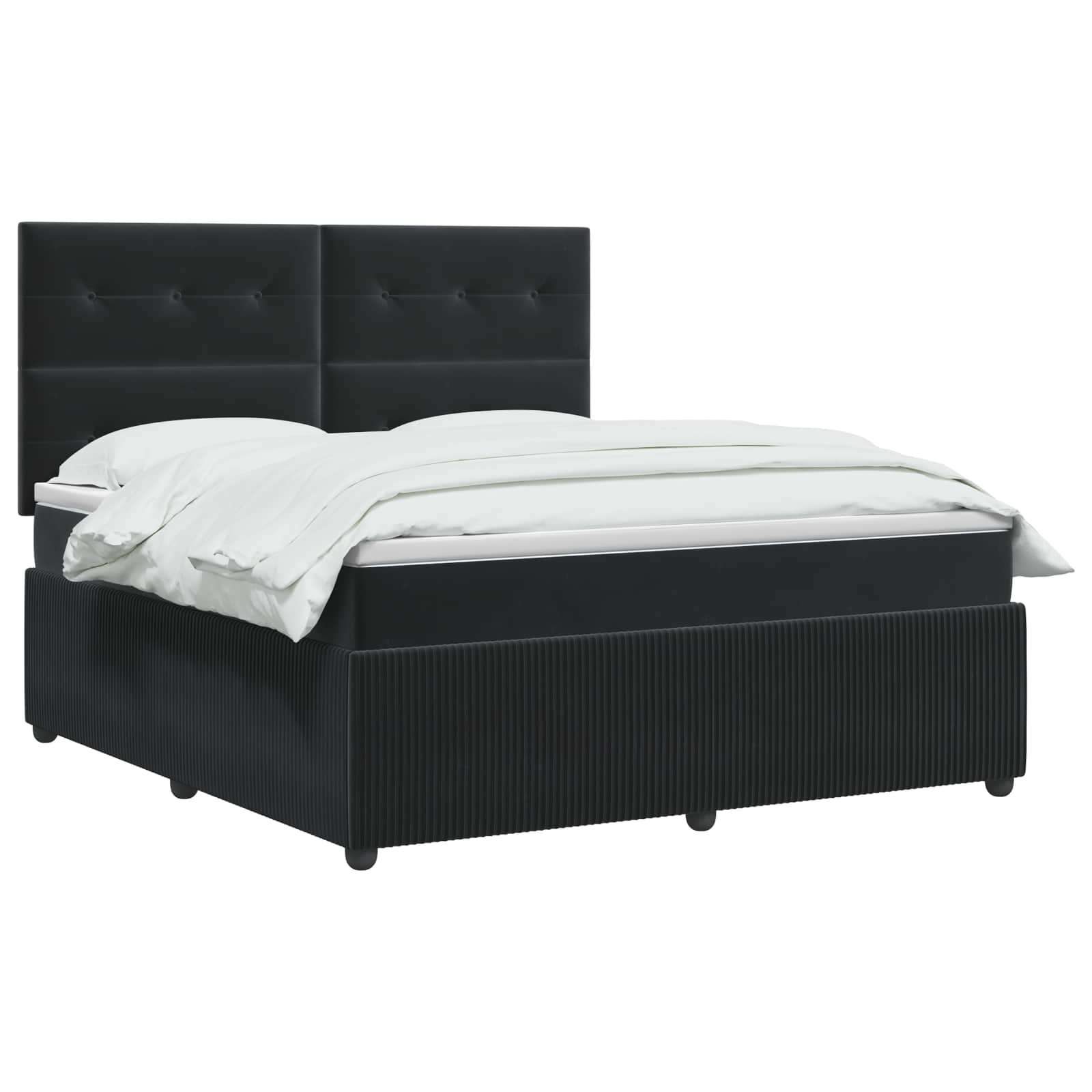 Κρεβάτι box spring με στρώμα Μαύρο 140 x 190 cm Βελούδο