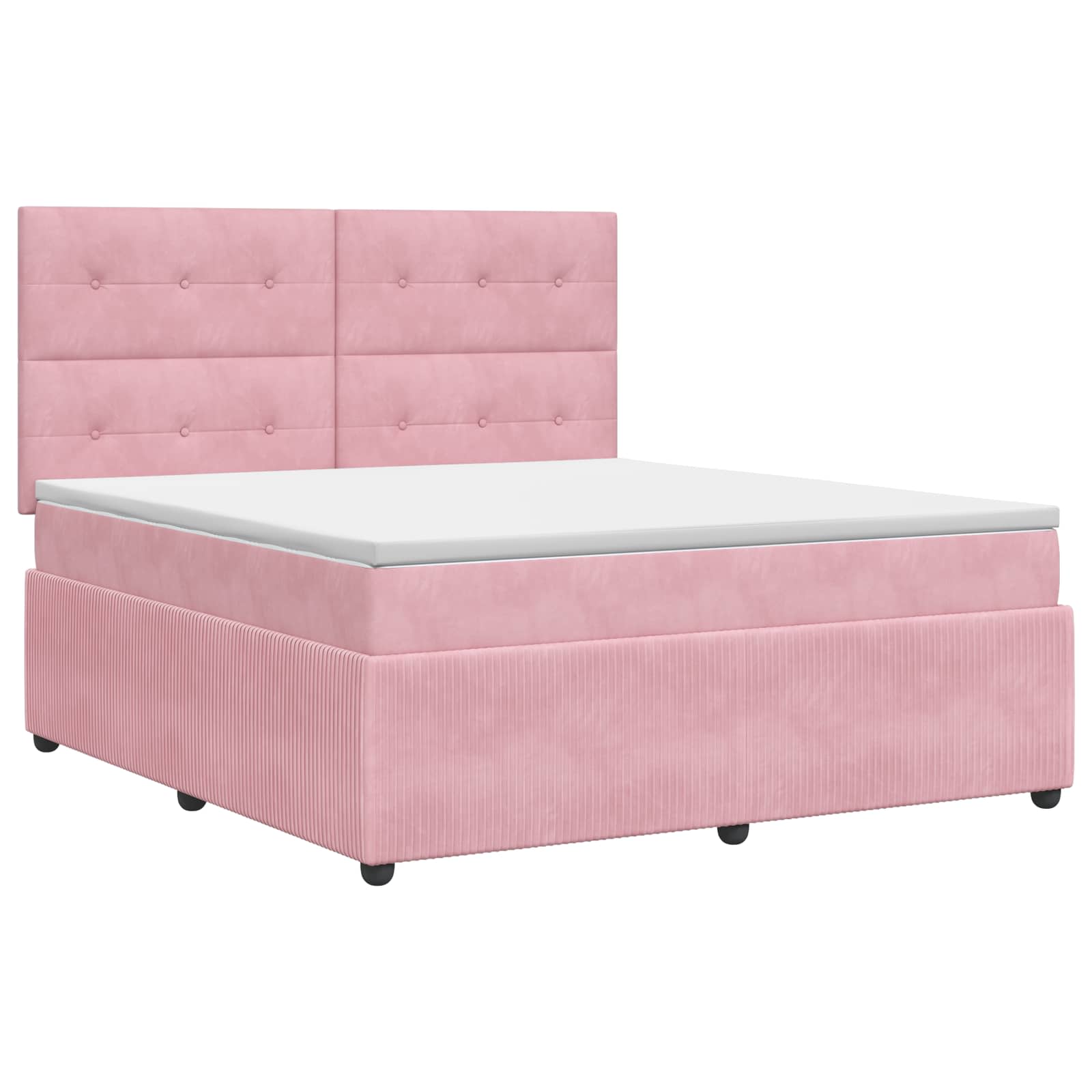 Κρεβάτι box spring με στρώμα Ροζ 140 x 190 cm Βελούδο - Pakobazaar
