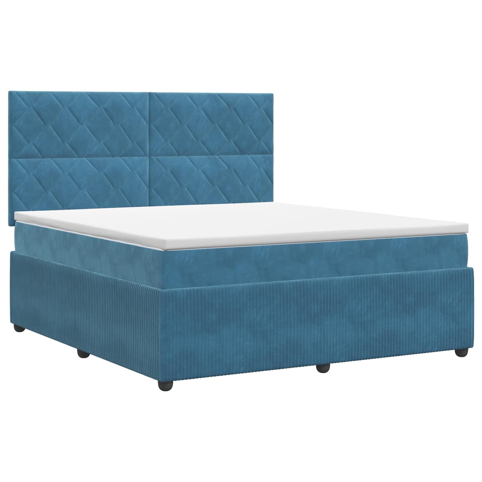 Κρεβάτι box spring με στρώμα Μπλε 140 x 190 cm Βελούδο - Pakobazaar
