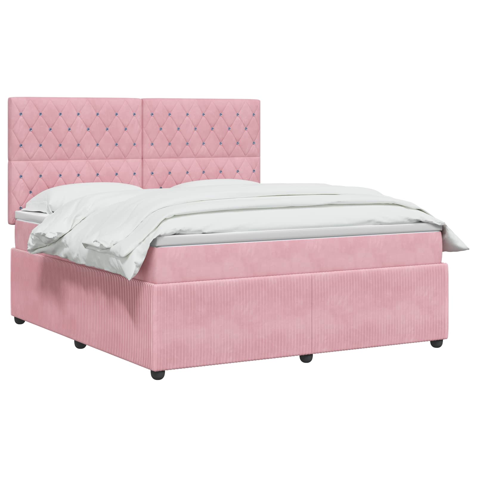 Κρεβάτι box spring με στρώμα Ροζ 140 x 200 cm Βελούδο