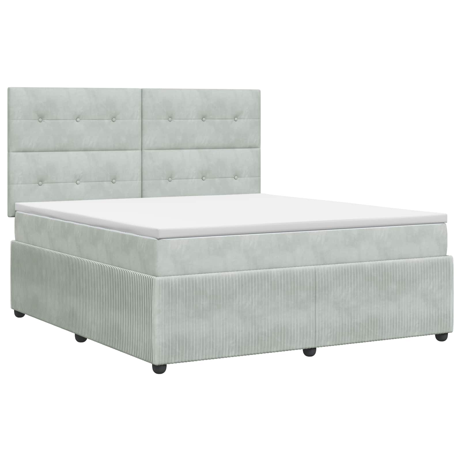 Κρεβάτι box spring με στρώμα Ανοιχτό γκρι 140 x 200 cm Βελούδο - Pakobazaar